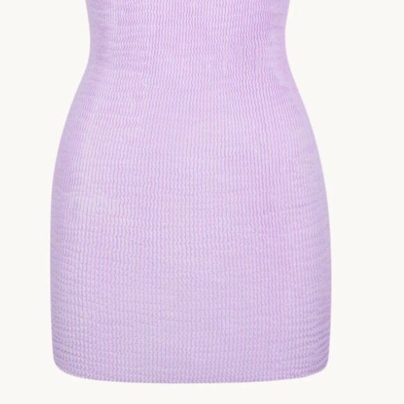 Light Purple One Shoulder Body Con Dress with Gold Shell - Pacific Mini Dress - Picture 6 of 10